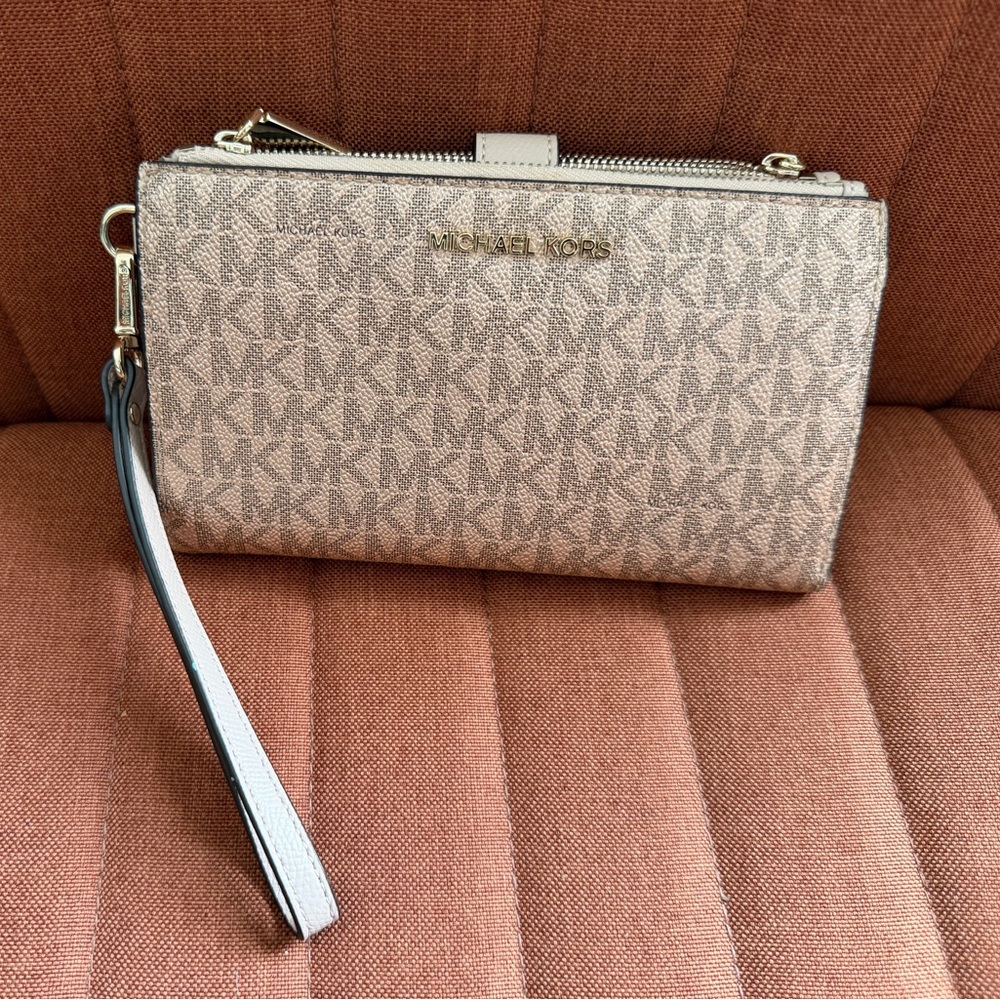 Michael Kors Beige Monogram Wristlet